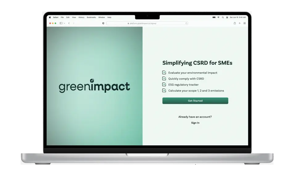 Screen recording of easy registration: from the “Simplifying CSRD for SMEs” sign-up page into creating an account